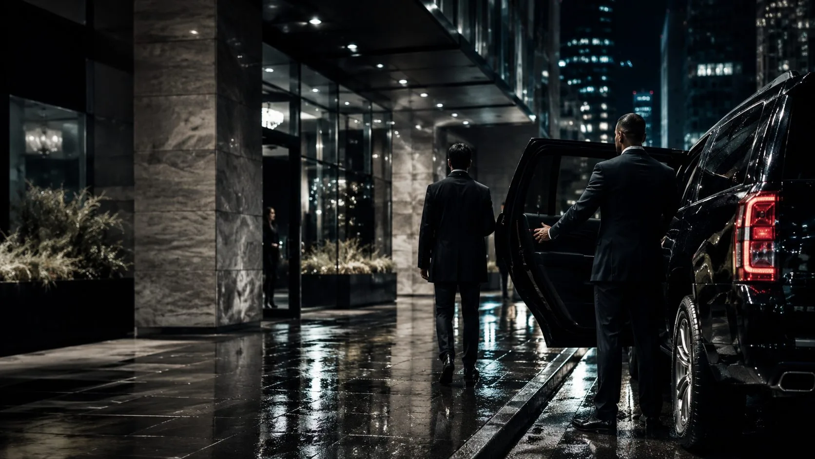 Secure transportation and security driver in Chicago at night